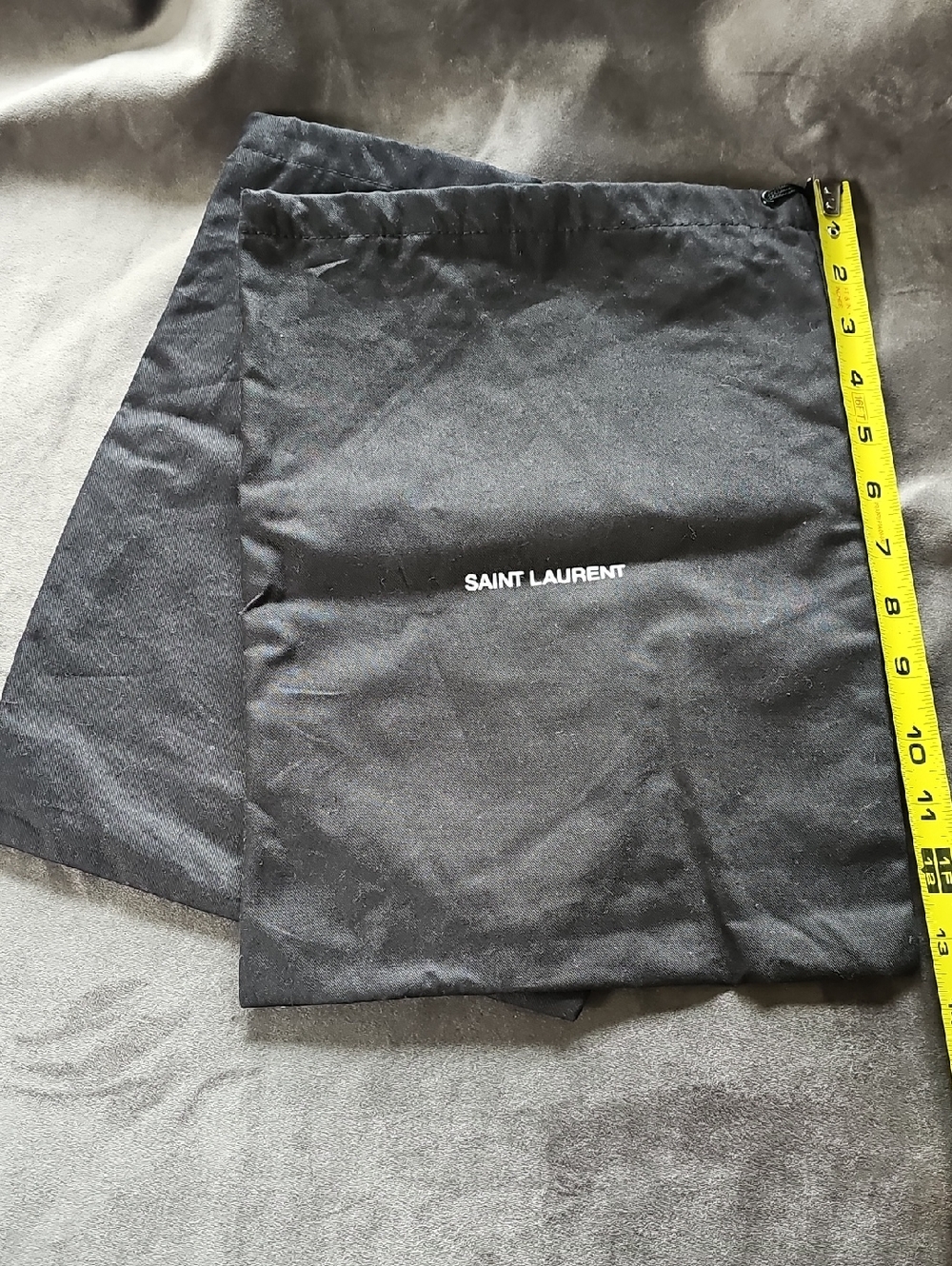 2 Saint Laurent Black Drawstring Dust Pouches with White Logo